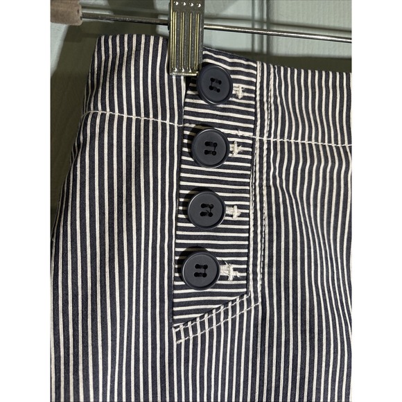 Talbots womens skirt blue and white stripe buttons in front lined. Sz 4 Petite - Picture 2 of 13